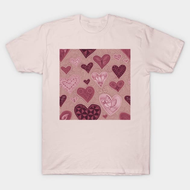 Hearts rose T-Shirt by AprilAppleArt